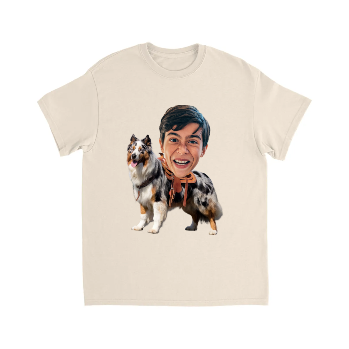 CUSTOM BEAGLE DOG RIDING MOUNT FACE T-SHIRT