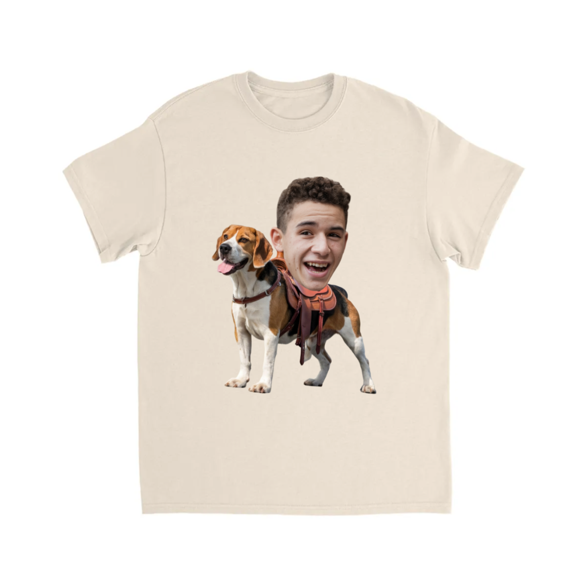 CUSTOM BEAGLE DOG RIDING MOUNT FACE T-SHIRT