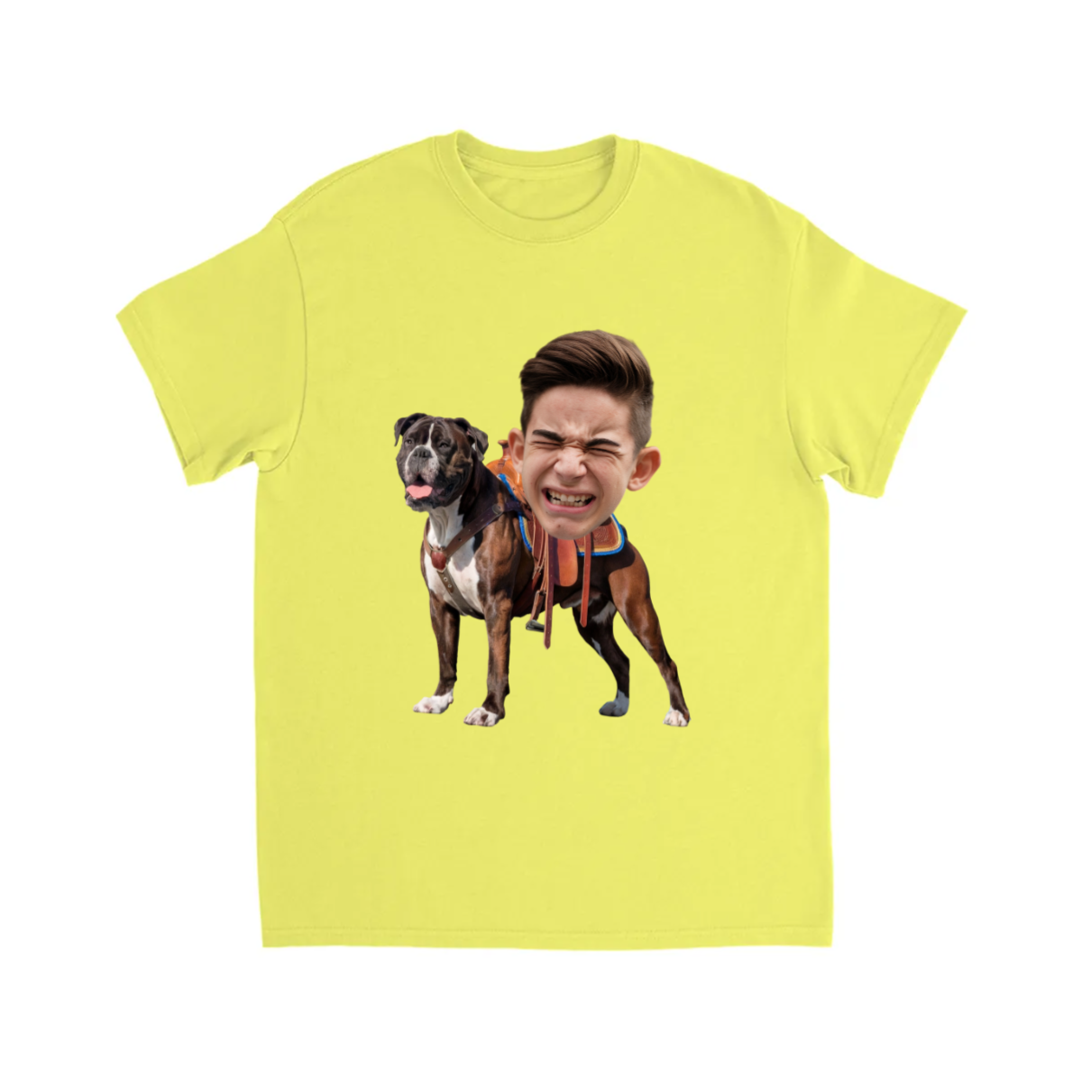 CUSTOM BOXER DOG RIDING MOUNT FACE T-SHIRT