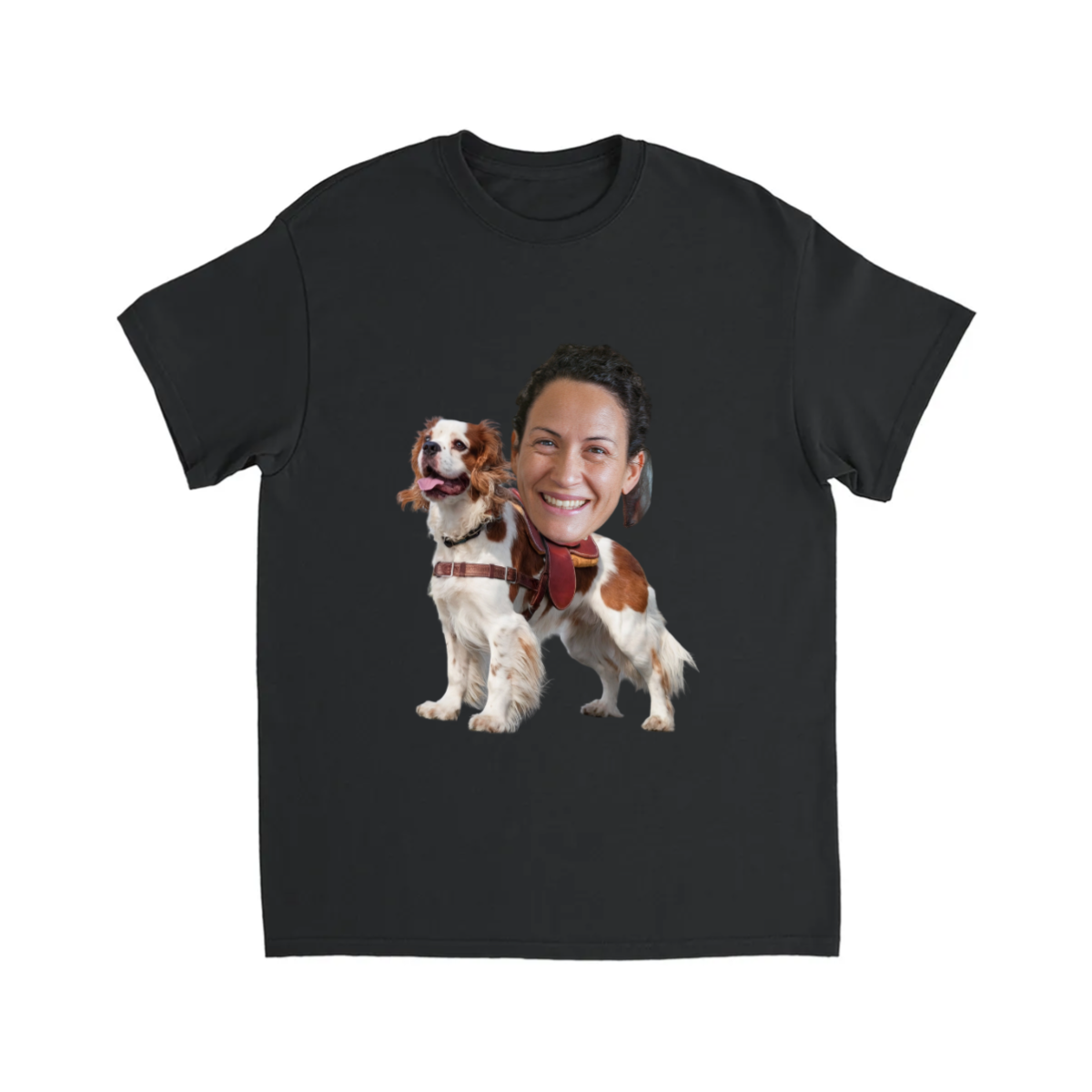 CUSTOM CAVALIER KING CHARLES SPANIEL DOG RIDING MOUNT FACE T-SHIRT