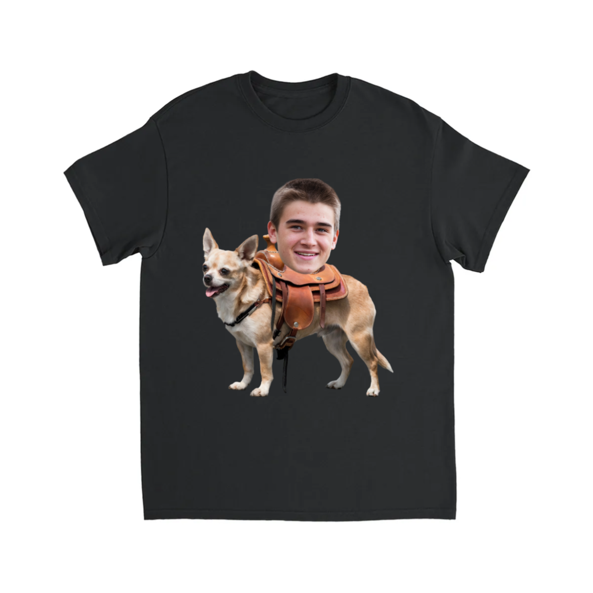 CUSTOM CHIHUAHUA DOG RIDING MOUNT FACE T-SHIRT