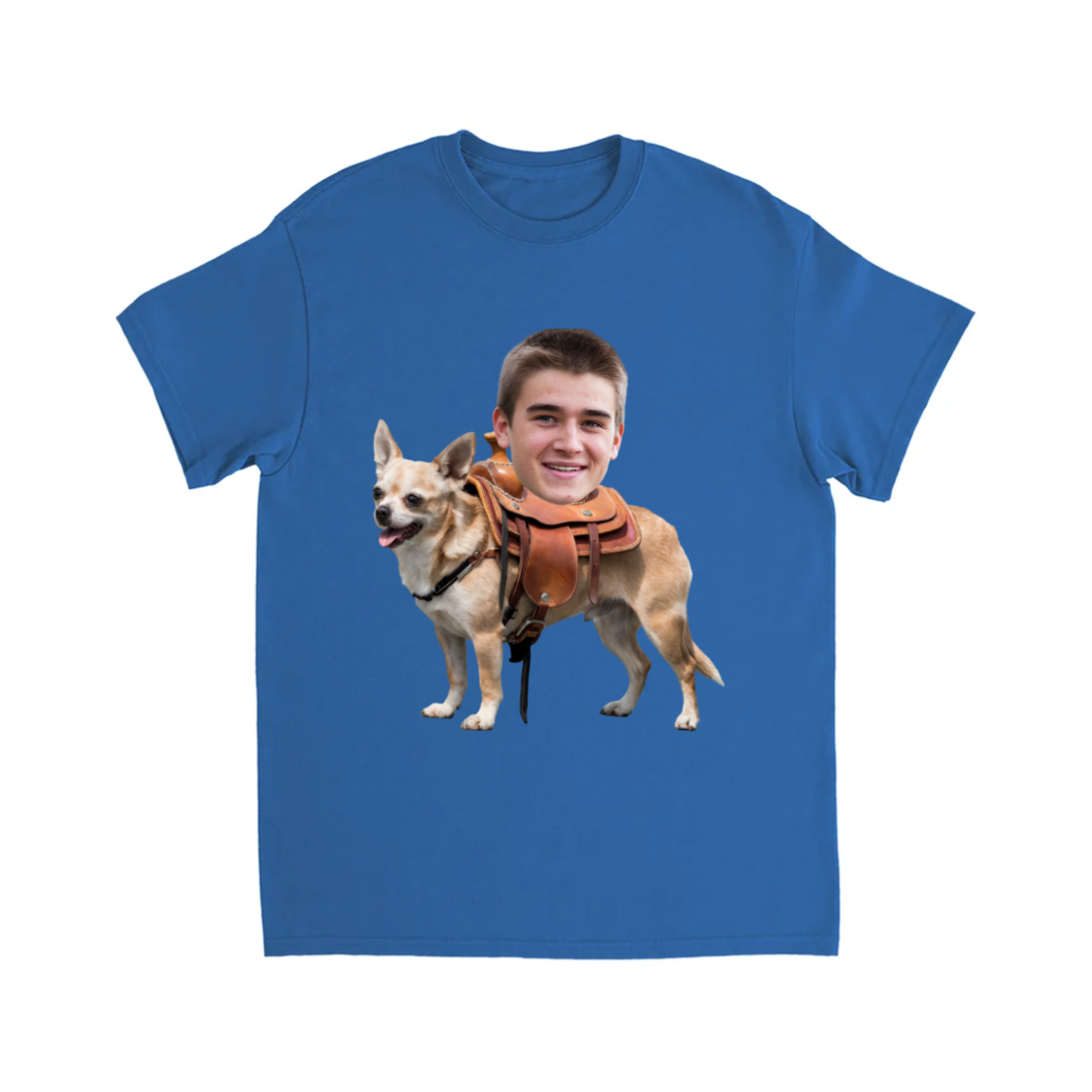 CUSTOM CHIHUAHUA DOG RIDING MOUNT FACE T-SHIRT