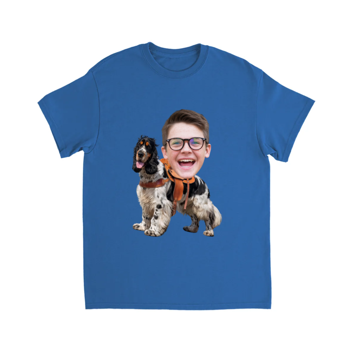 CUSTOM COCKER SPANIEL DOG RIDING MOUNT FACE T-SHIRT