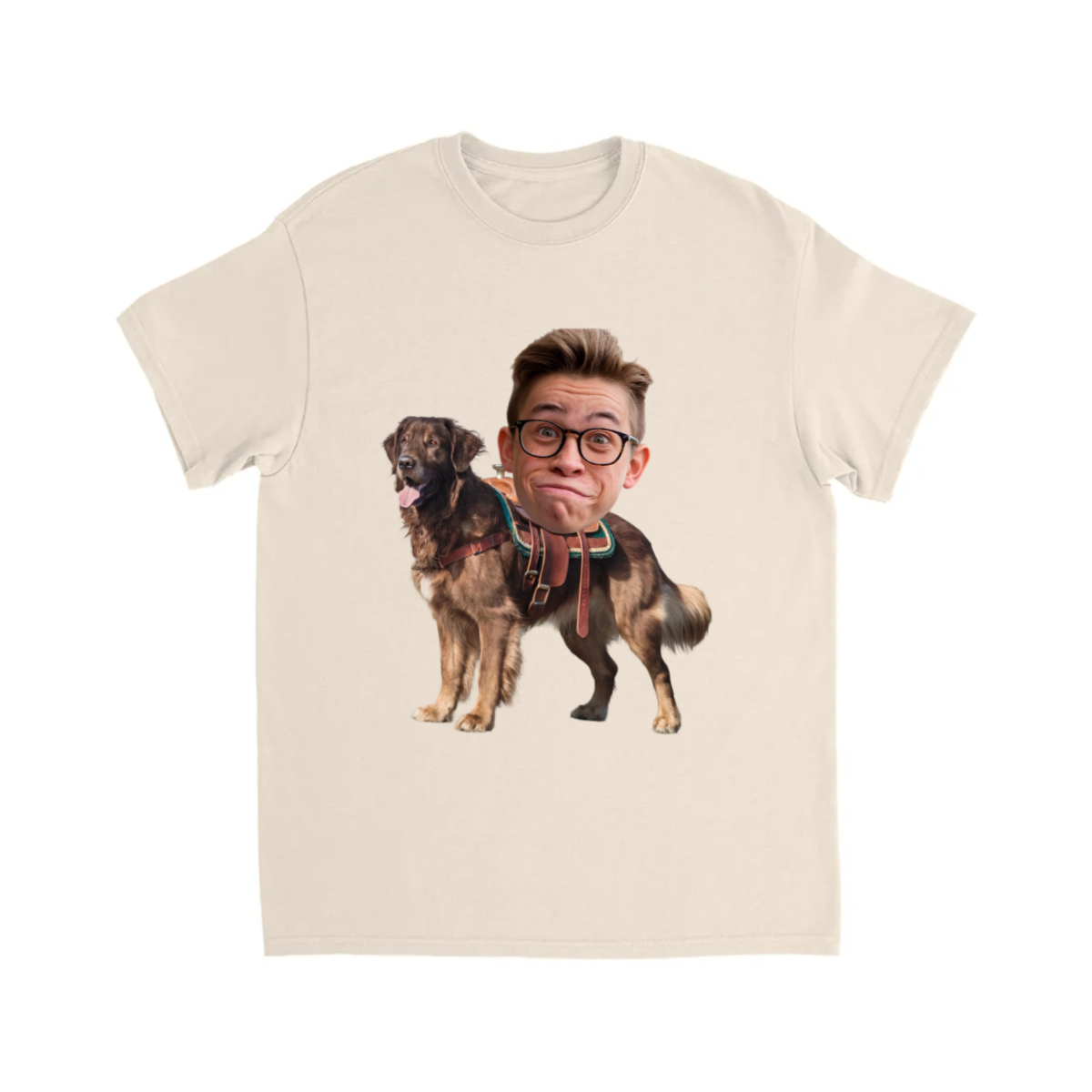 CUSTOM GERMAN SHEPARD DOG RIDING MOUNT FACE T-SHIRT