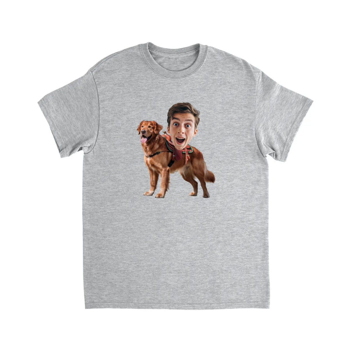 CUSTOM GOLDEN RETRIEVER DOG RIDING MOUNT FACE T-SHIRT