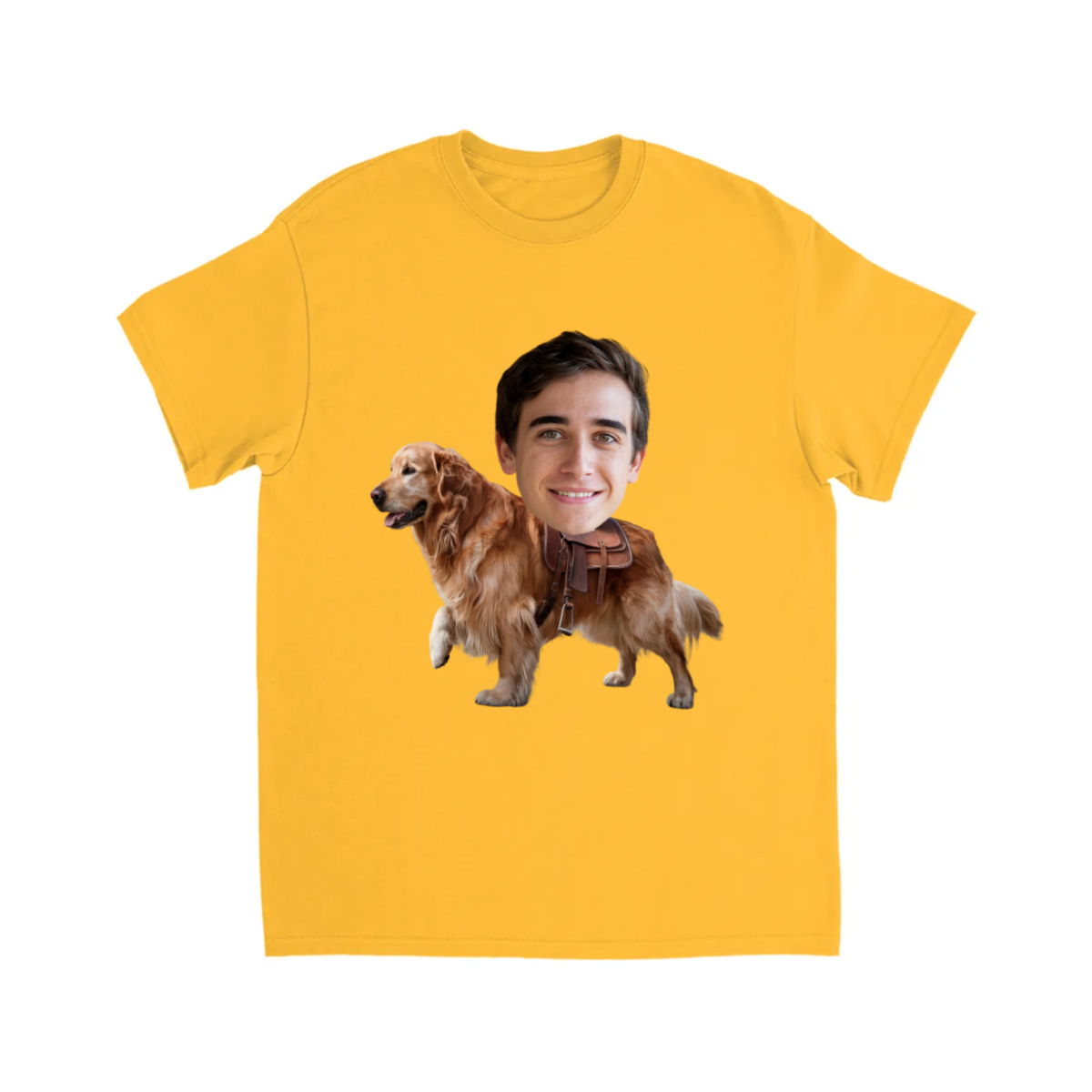 CUSTOM GOLDEN RETRIEVER DOG RIDING MOUNT FACE T-SHIRT