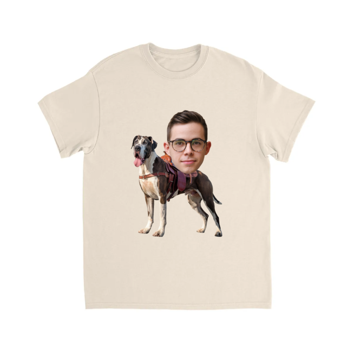 CUSTOM GREAT DANE DOG RIDING MOUNT FACE T-SHIRT