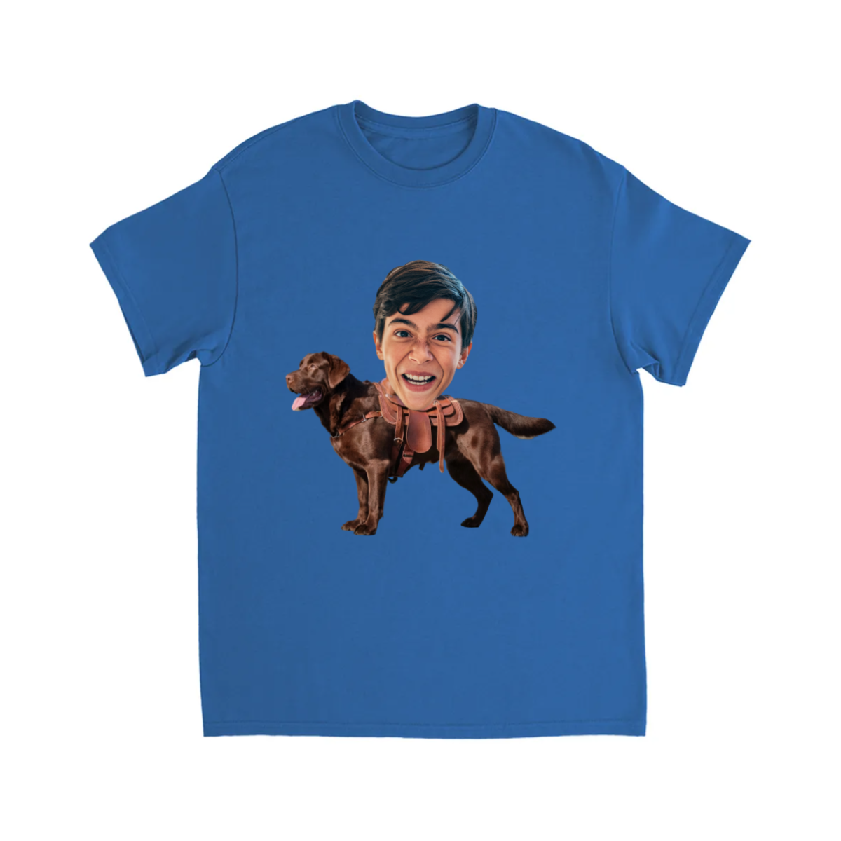 CUSTOM BROWN LABRADOR DOG RIDING MOUNT FACE T-SHIRT