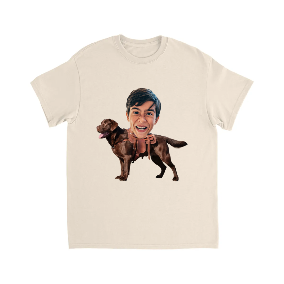 CUSTOM BROWN LABRADOR DOG RIDING MOUNT FACE T-SHIRT