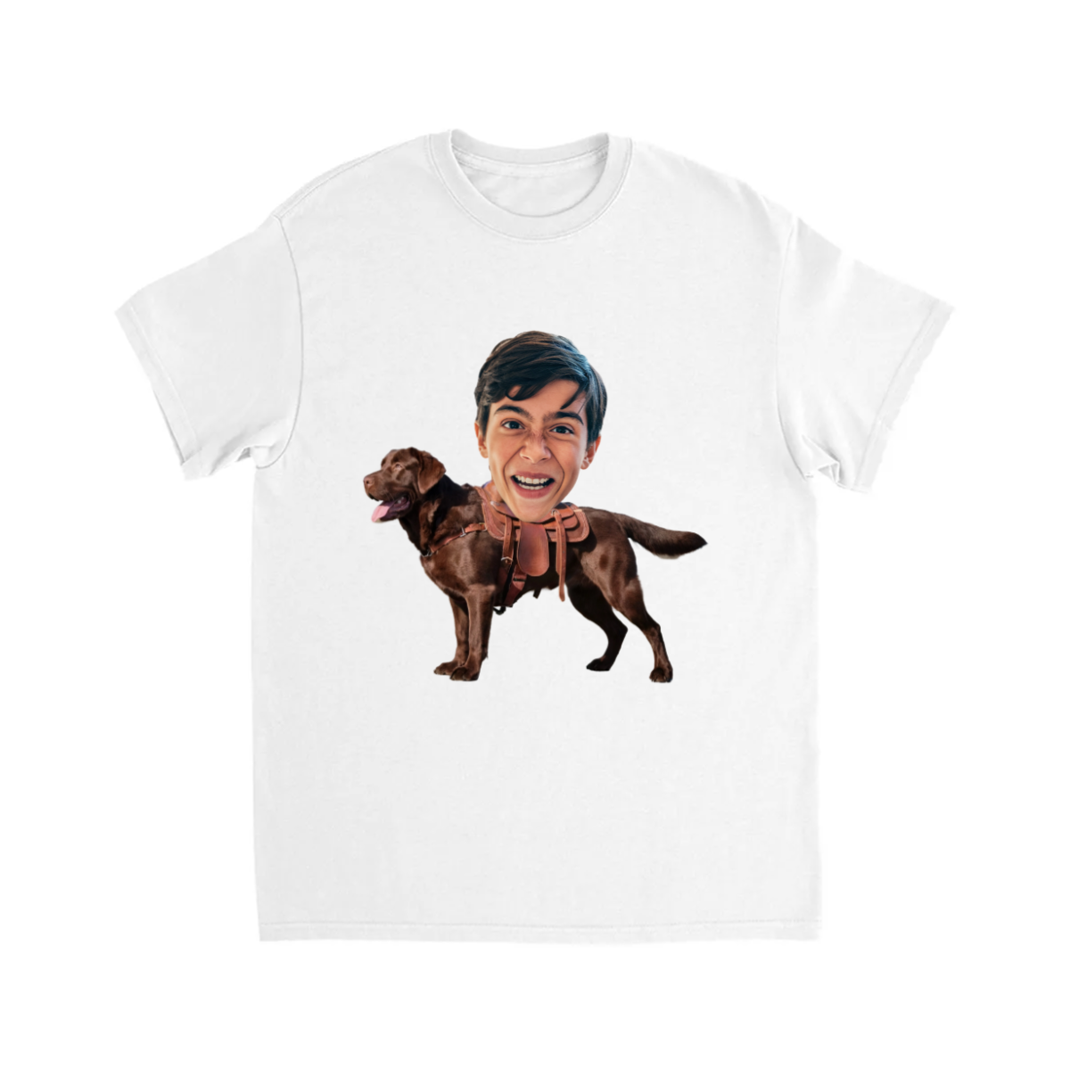 CUSTOM BROWN LABRADOR DOG RIDING MOUNT FACE T-SHIRT