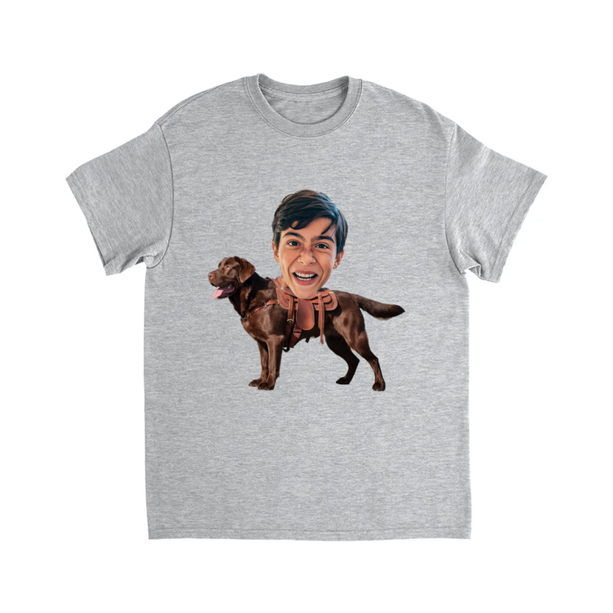 CUSTOM BROWN LABRADOR DOG RIDING MOUNT FACE T-SHIRT