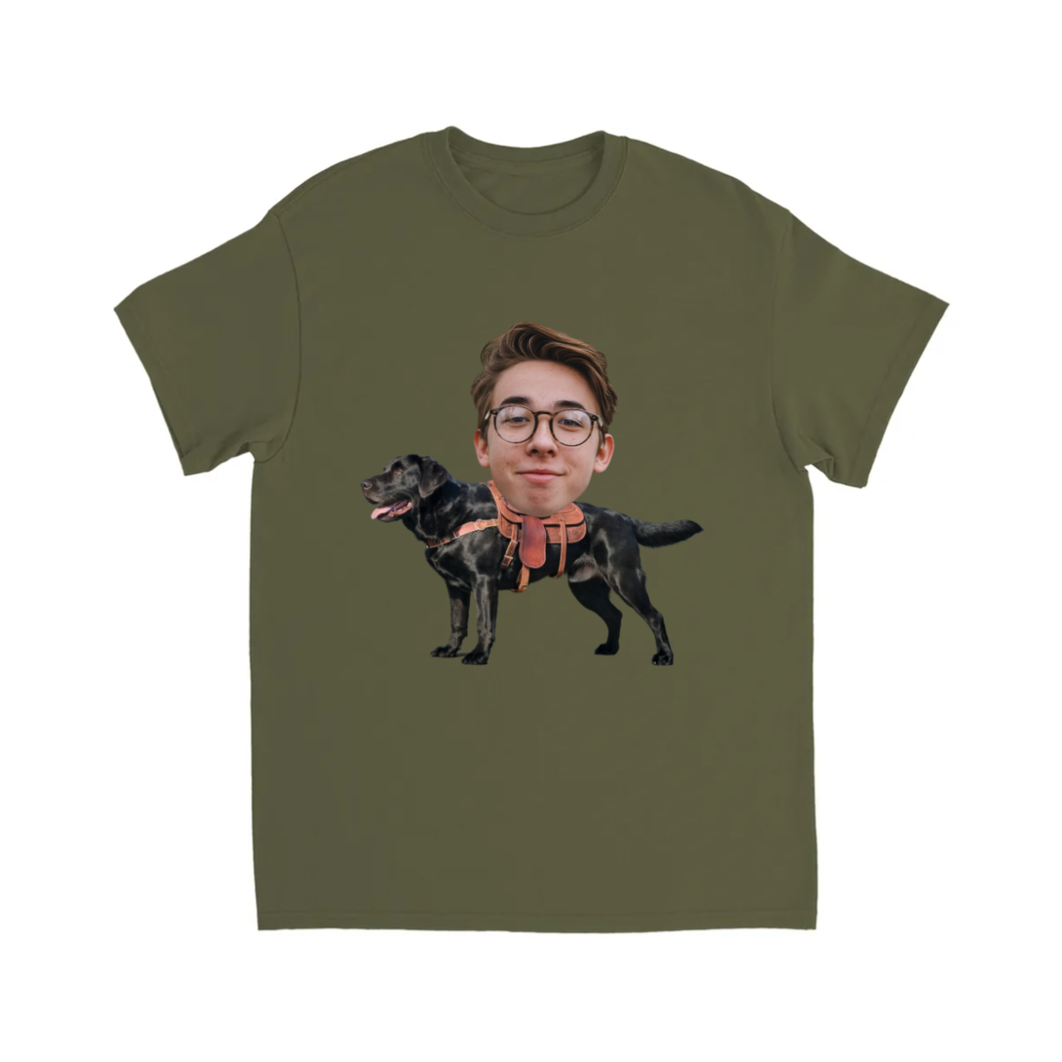 CUSTOM BLACK LABRADOR DOG RIDING MOUNT FACE T-SHIRT