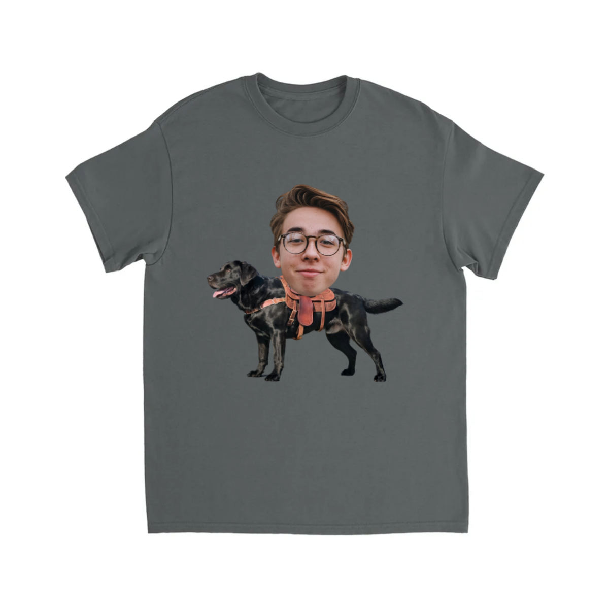 CUSTOM BLACK LABRADOR DOG RIDING MOUNT FACE T-SHIRT