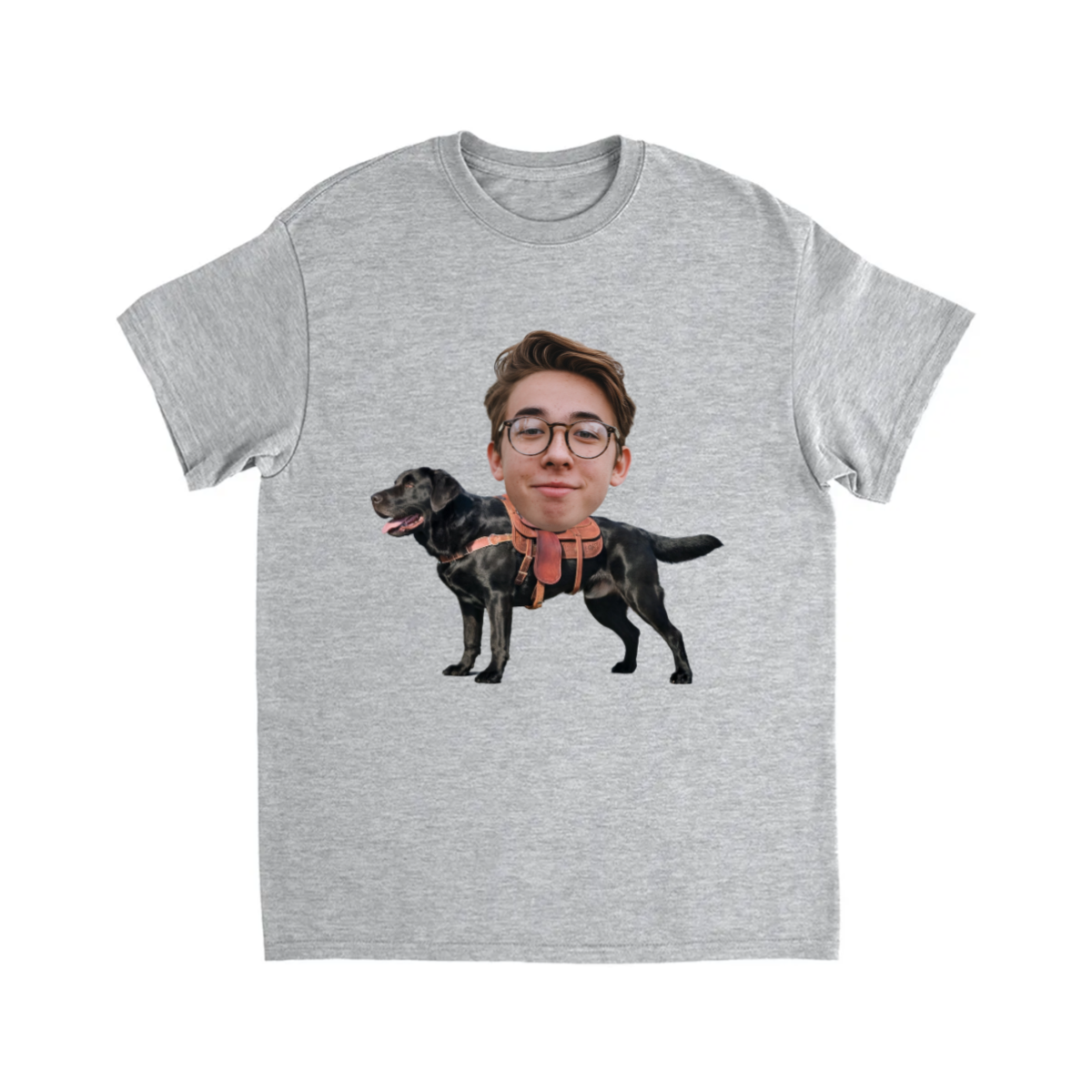 CUSTOM BLACK LABRADOR DOG RIDING MOUNT FACE T-SHIRT