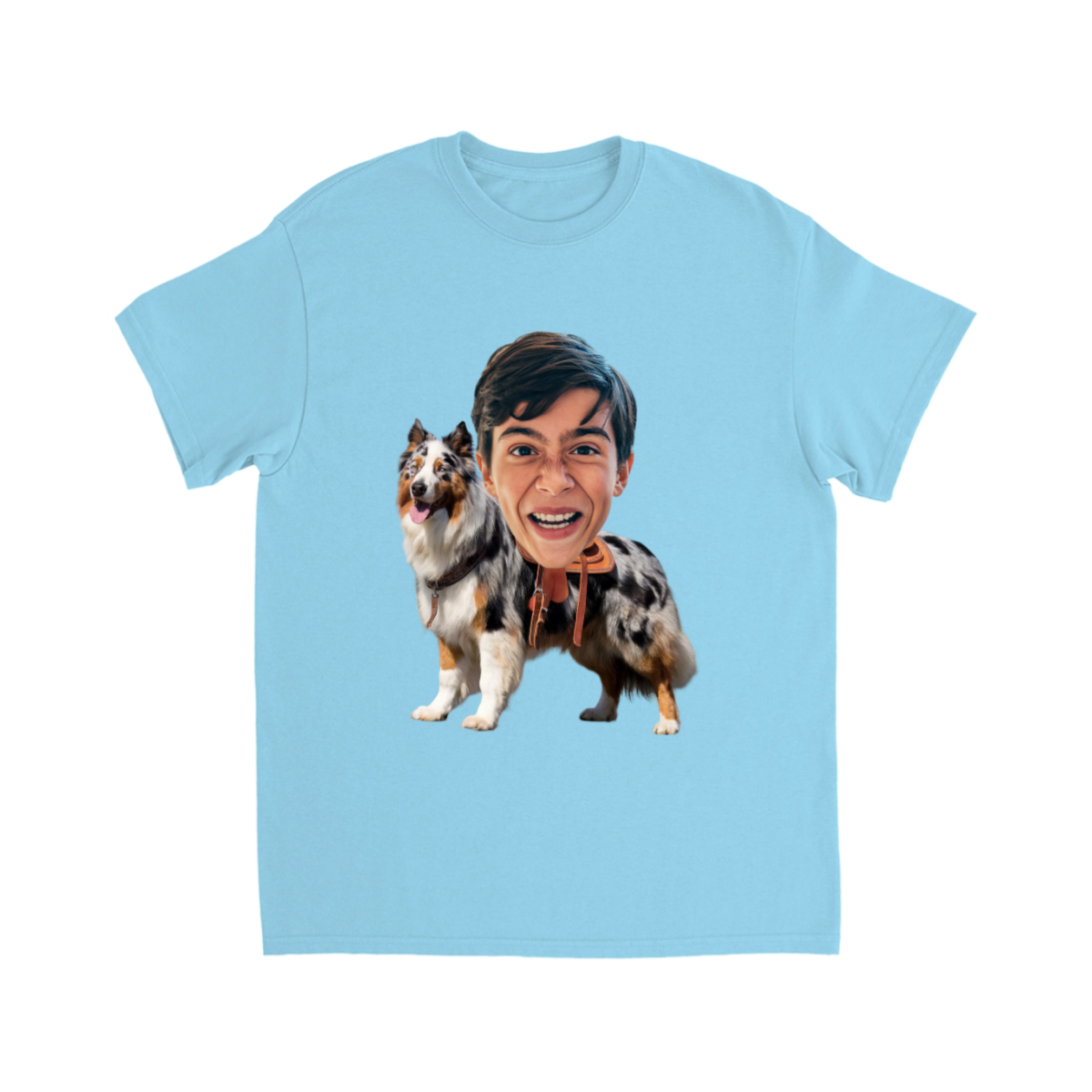 CUSTOM AUSTRALIAN SHEPHERD DOG RIDING MOUNT FACE T-SHIRT