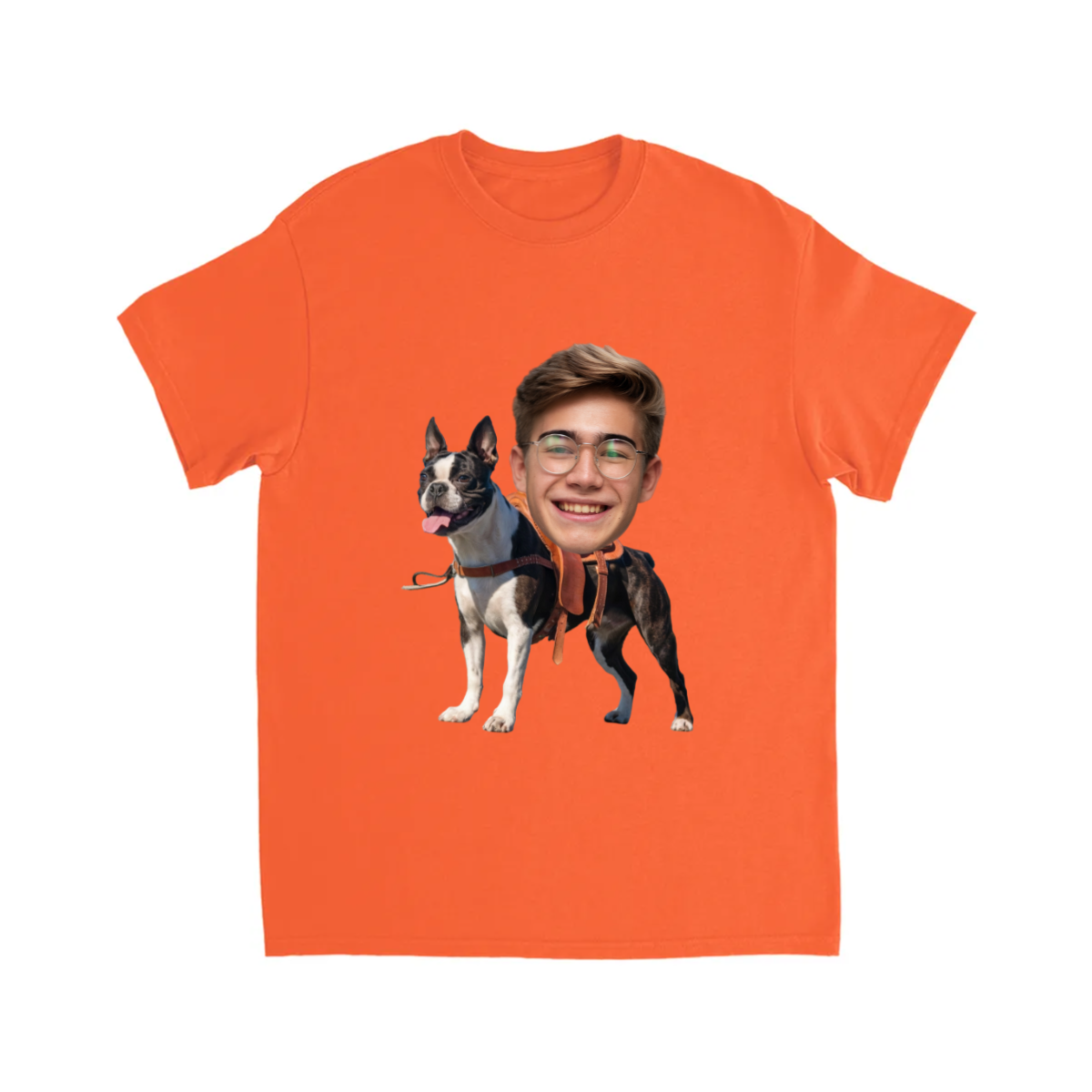 CUSTOM BOXER DOG RIDING MOUNT FACE T-SHIRT