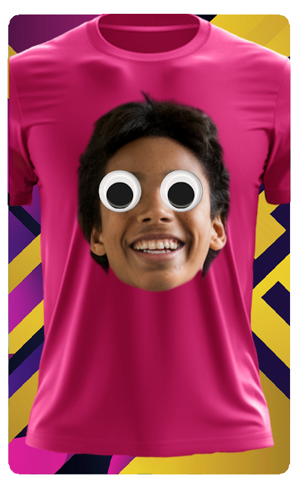 FACE W/ WIGGLY EYES T SHIRT (PRINTED EYES)