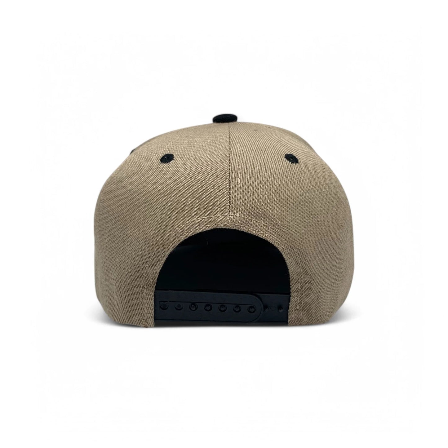 6-Panel Snapback (Flat Bill) — Khaki / Black Bill — Dozen Pack