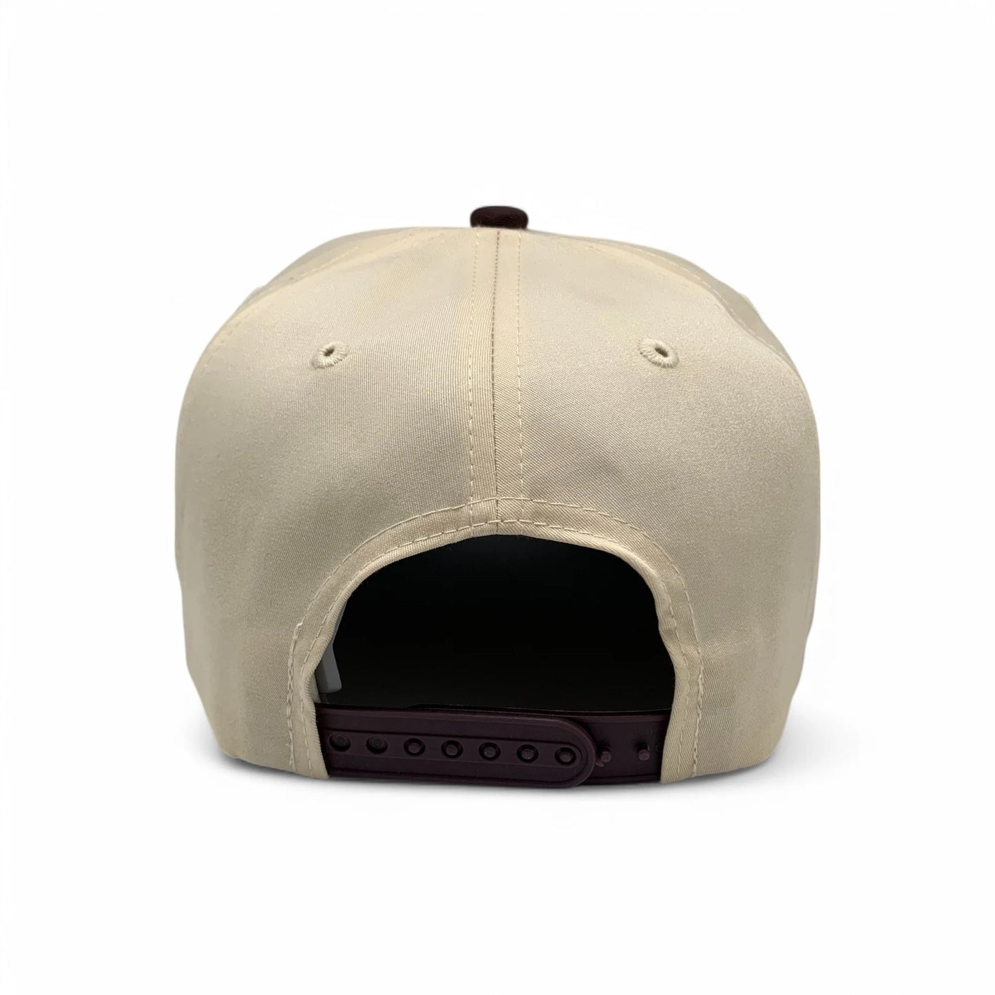 5-Panel Snapback (Curved Bill) — Natural / Brown Bill — Dozen Pack