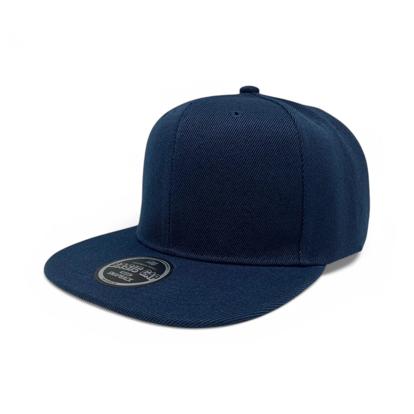 6-Panel Snapback (Flat Bill) — Solid Navy Blue — Dozen Pack