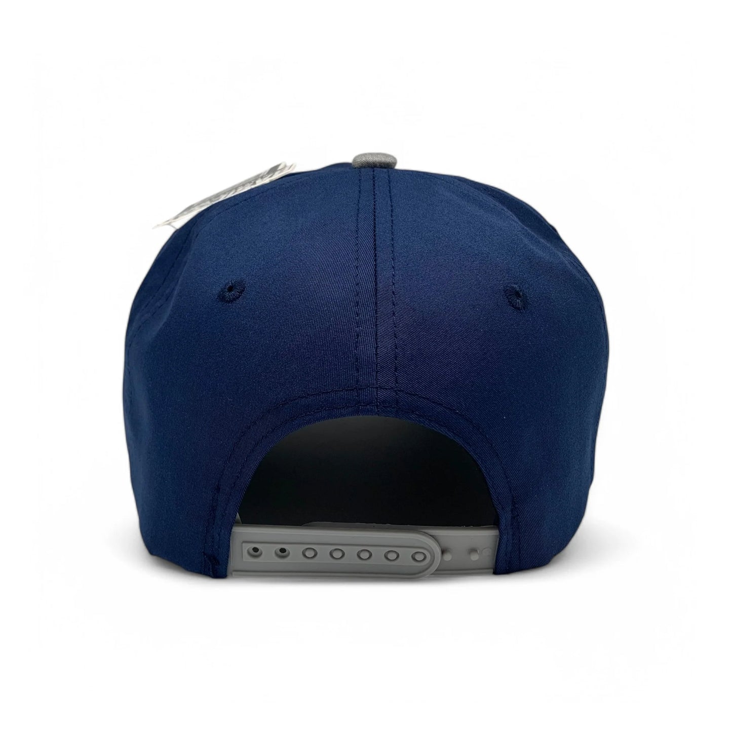 5-Panel Snapback (Curved Bill) — Navy Blue / Light Grey Bill — Dozen Pack